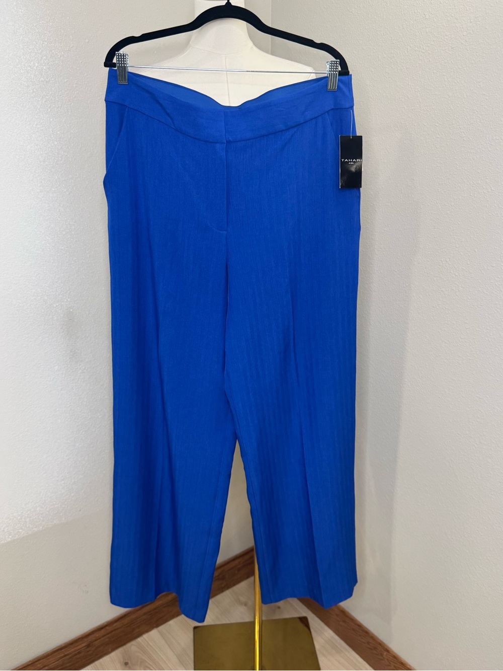 Tahari ASL Women’s 12 New Royal Blue Wide Leg Pants Stretch Trousers NWT
